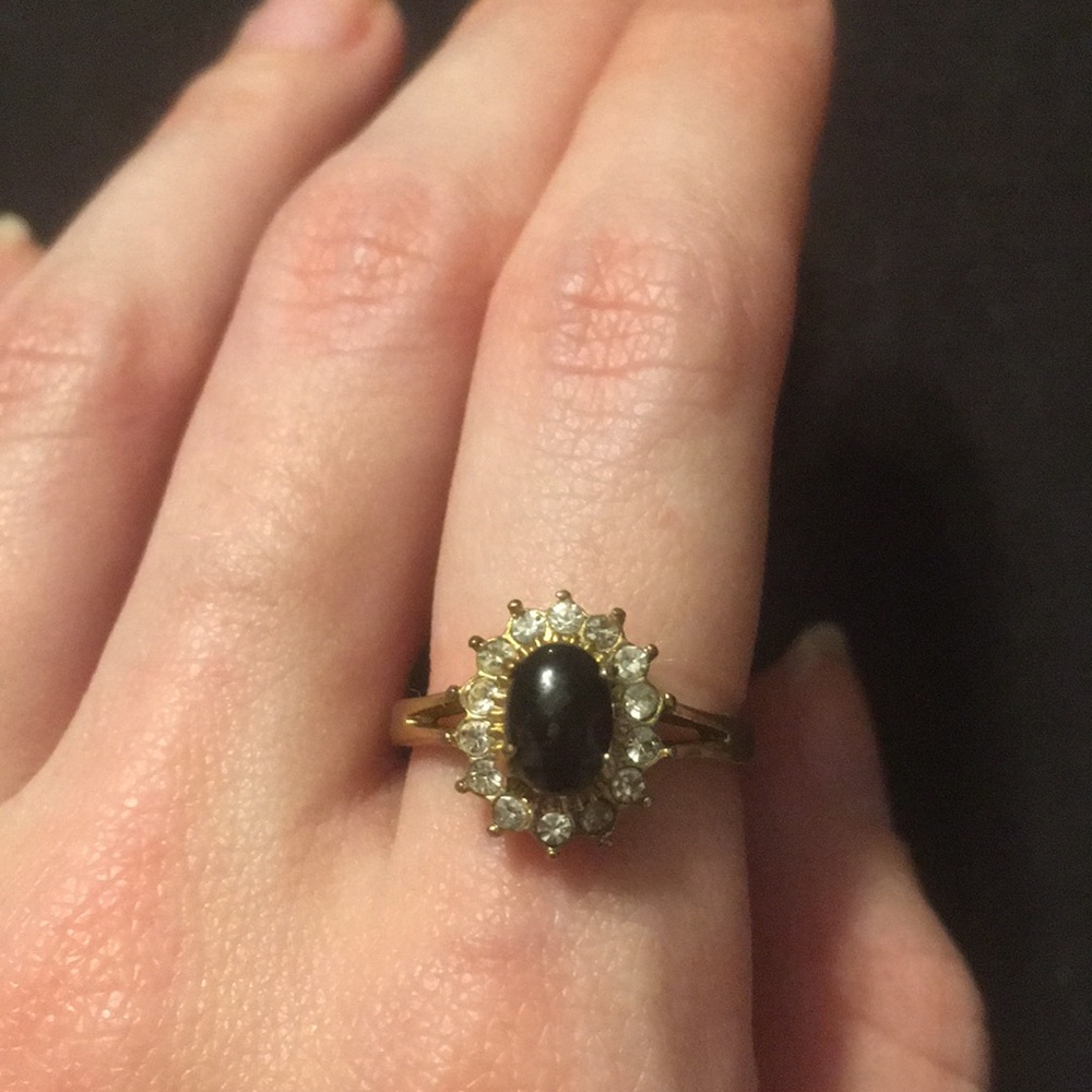 14k gold plated black sapphire ring